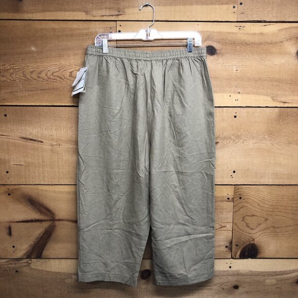 NWT Vintage ELCC Silk Linen Pants Womens Size XL Casual Solid Beige Drawstring - Picture 7 of 9